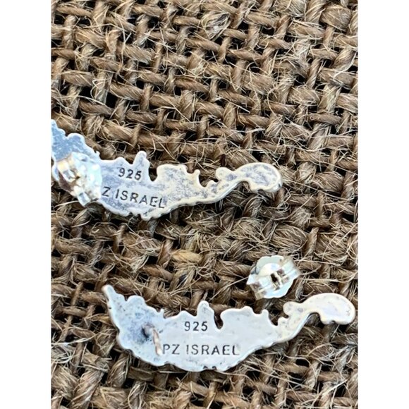 Paz Isreali Earrings Vintage Heirloom Scroll Filigree Pierced 925 Silver 7004 - Picture 4 of 6